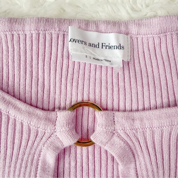 Lovers and Friends Lavender Ribbed Knit Off-Shoulder Mini Dress SMALL Bodycon - Picture 6 of 8